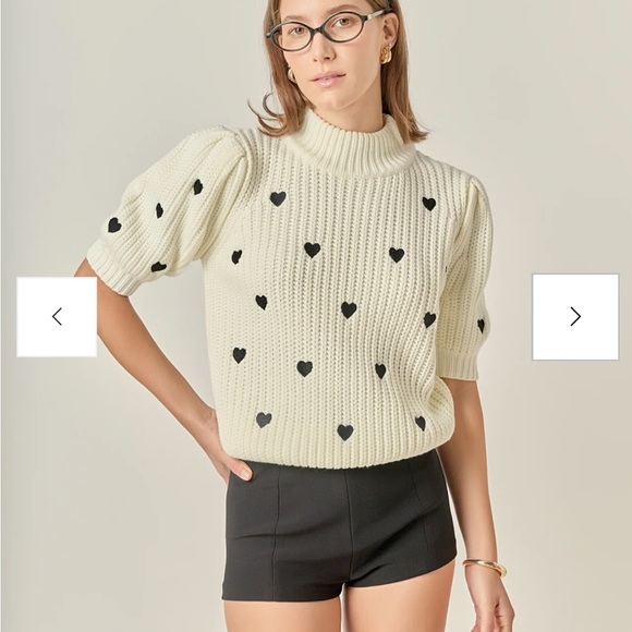 English Factory Sweaters - English Factory Cream and Black Heart Sweater